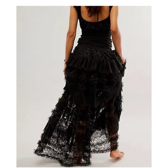 Free People Turn It Up Half Slip Maxi Skirt Black Small - Picture 2 of 4